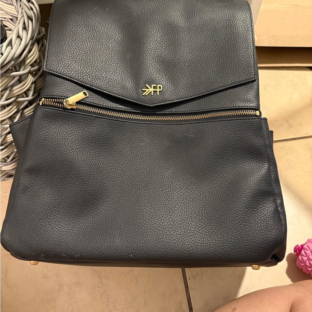 Freshly Picked Black Baby Leather Diaper Bag